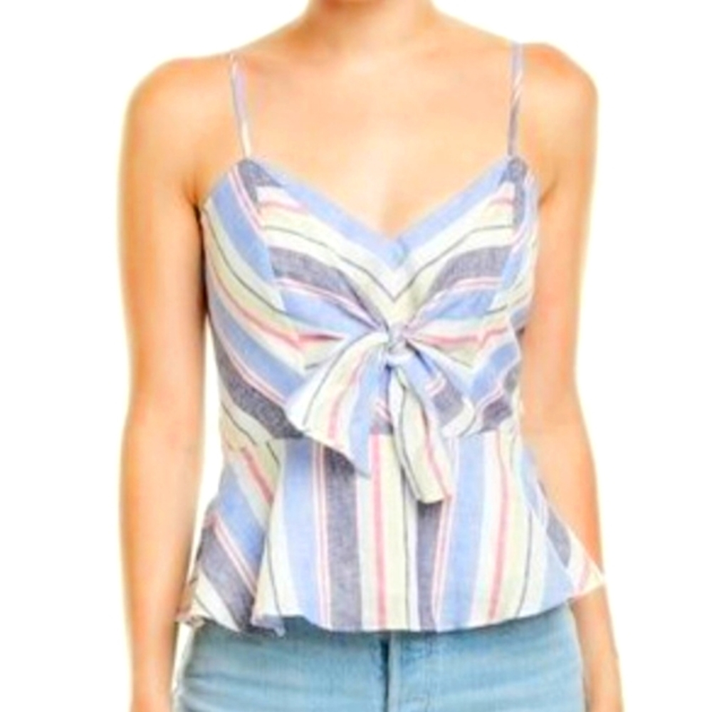 NEW W/ Tag Parker Whitney Striped Linen Top Women's Sz Large NWT Summer Beachy
